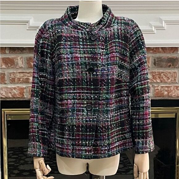 NWOT Talbots Multi-Colored Tweed Jacket Sz 16 Petite - Picture 1 of 9